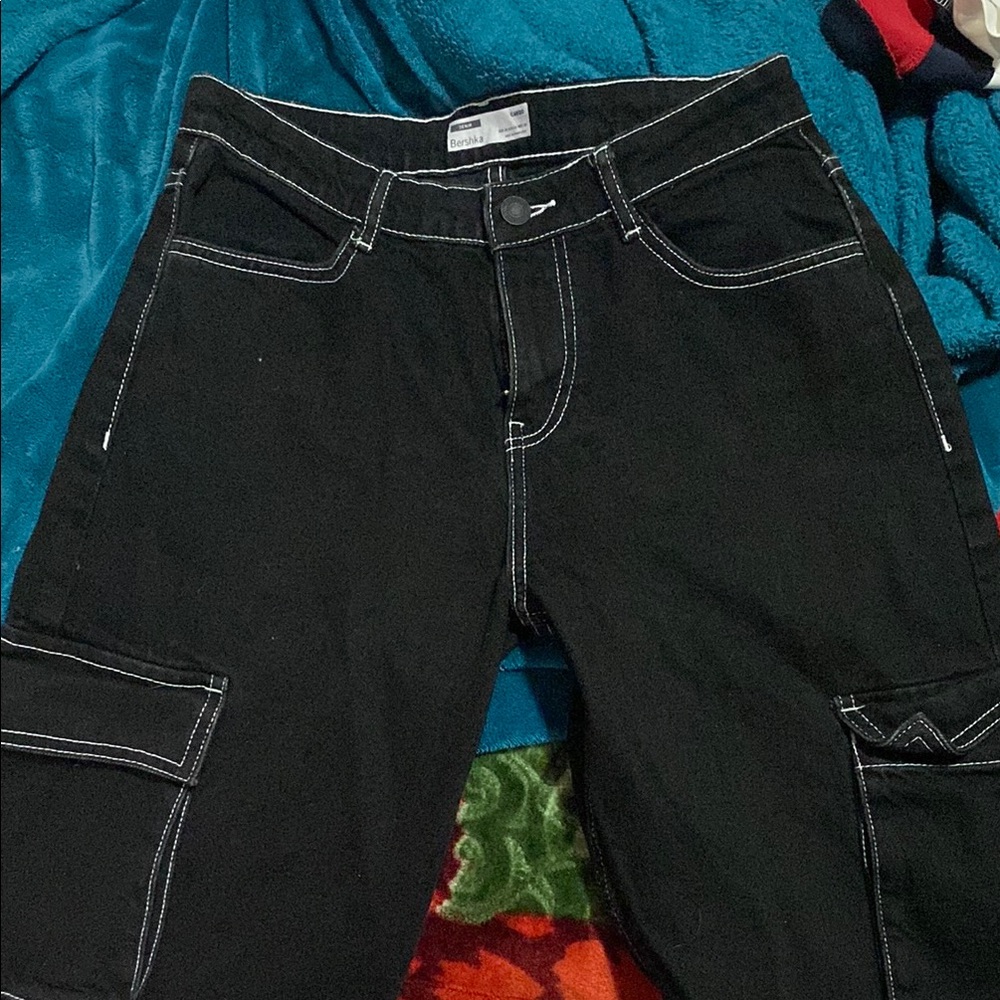 Bershka Black Cargo Jeggings